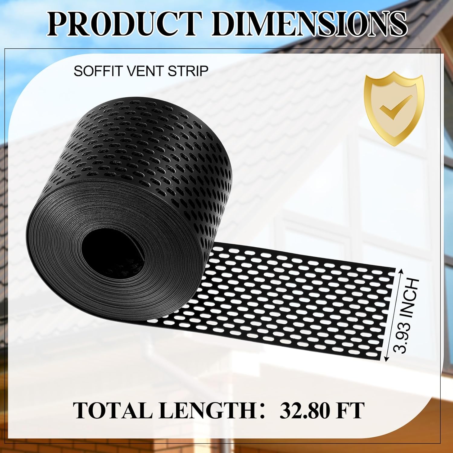 2 Rolls Soffit Vents Strip for Eaves Ventilation 3.93" x 32.8 ft, Keep Birds Pest and Animals Out for Under Eave Exterior Ventilation Solution, Weather Resistant Composite Resin Material