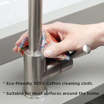 Kilo Non-Scratch Washing Up Mini Scrubby Sponge/Scouring Pad, Double Sided Eco-Friendly Cotton Mini Cleaning Cloth (Set of 4)