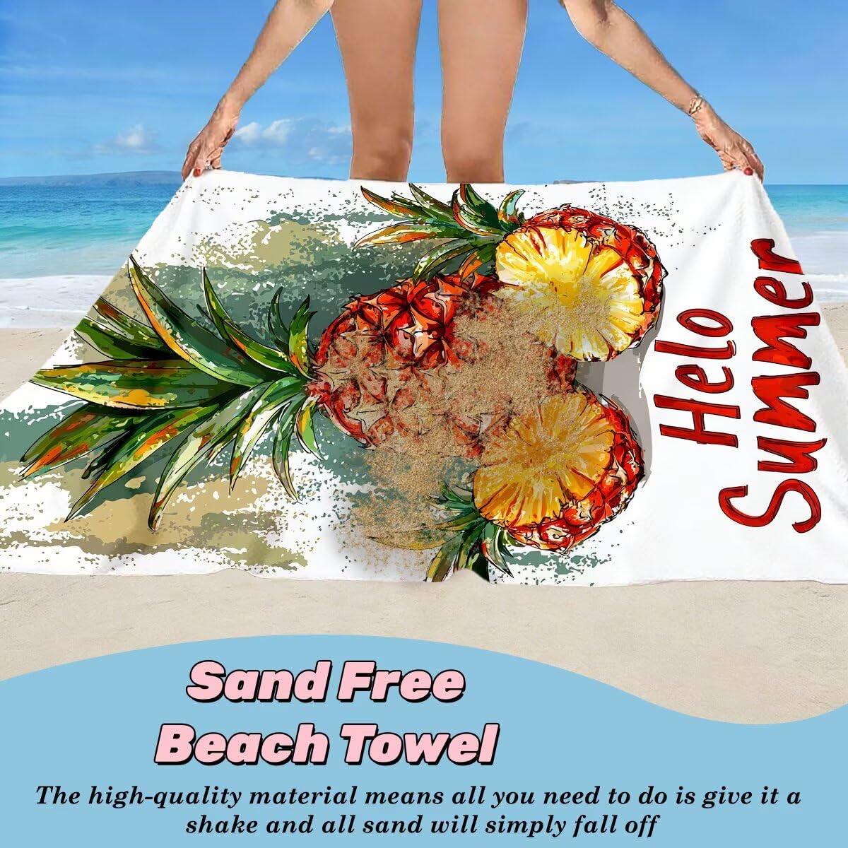 Toalla Playa 100x200 cm, Toalla Gimnasio Microfibra Secado Rapido, Juego de 2 Antiarena Toallas de Playa, Ligera Compacta Toallas Microfibra Grande para Viaje, Regalo Hombre Regalo Mujer (Piña) -4981