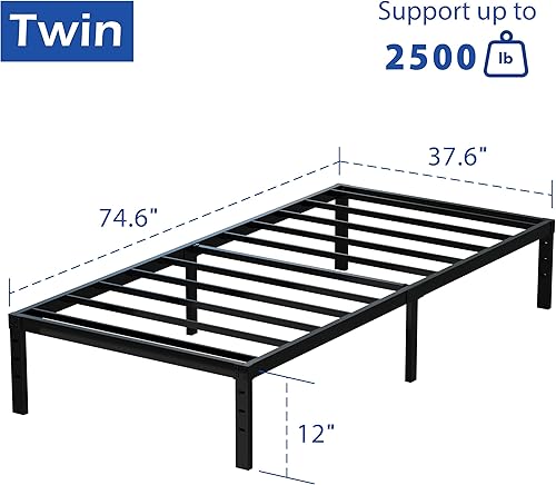 Miniatura 44 de Marco de cama tamaño King no necesita somier, plataforma de cama King resistente de 8 pulgadas, soporta hasta 3000 libras, fácil montaje, sin ruido,