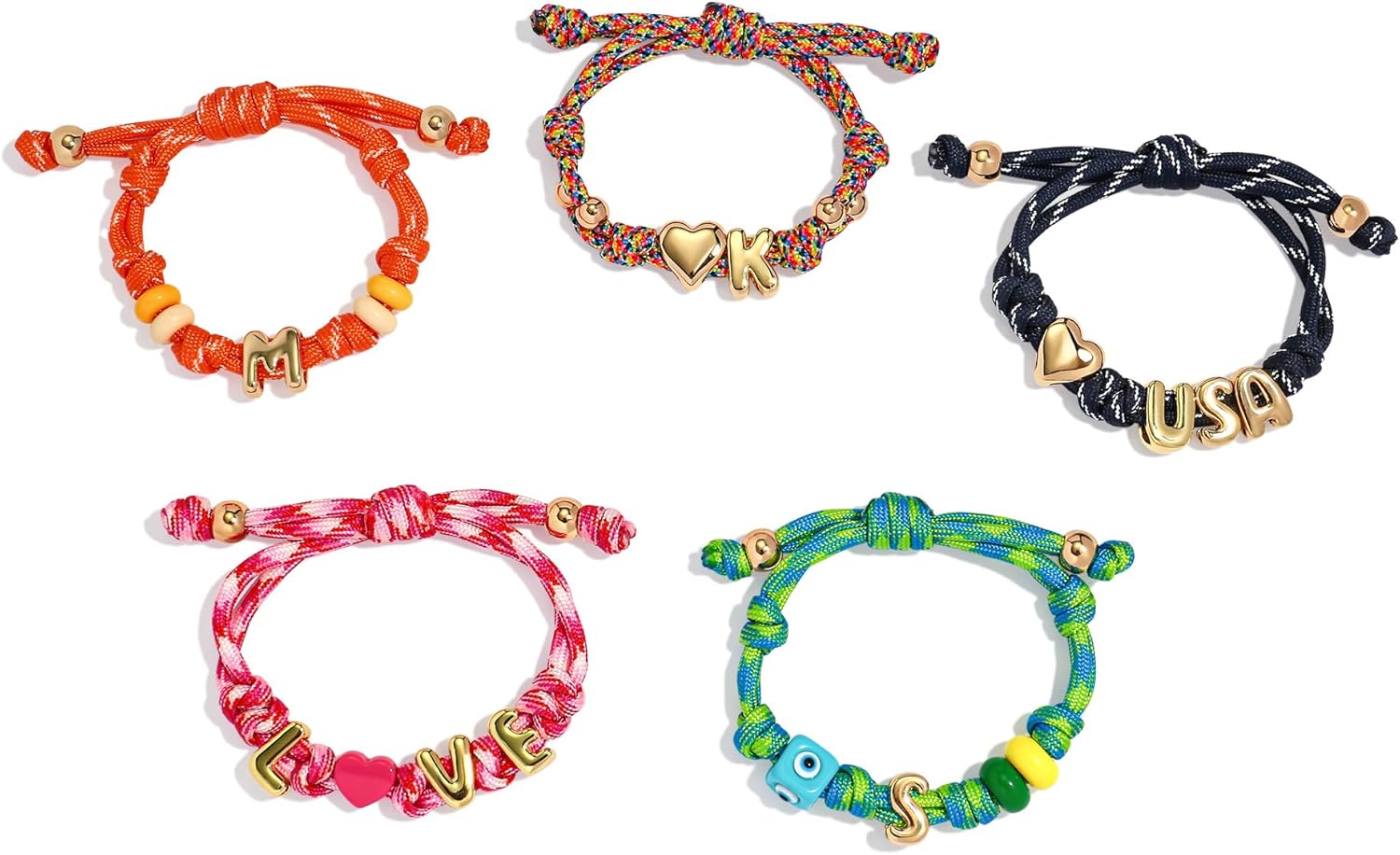 MYCUTEY Initial Bracelet Making Kit - DIY Friendship Bracelet Kit with Bubble Letter,Pony Beads,Woven Ropes & Charms,Custom Beaded Bracelets Making Supplies,Jewelry Making Kit,Personalized Craft Gifts