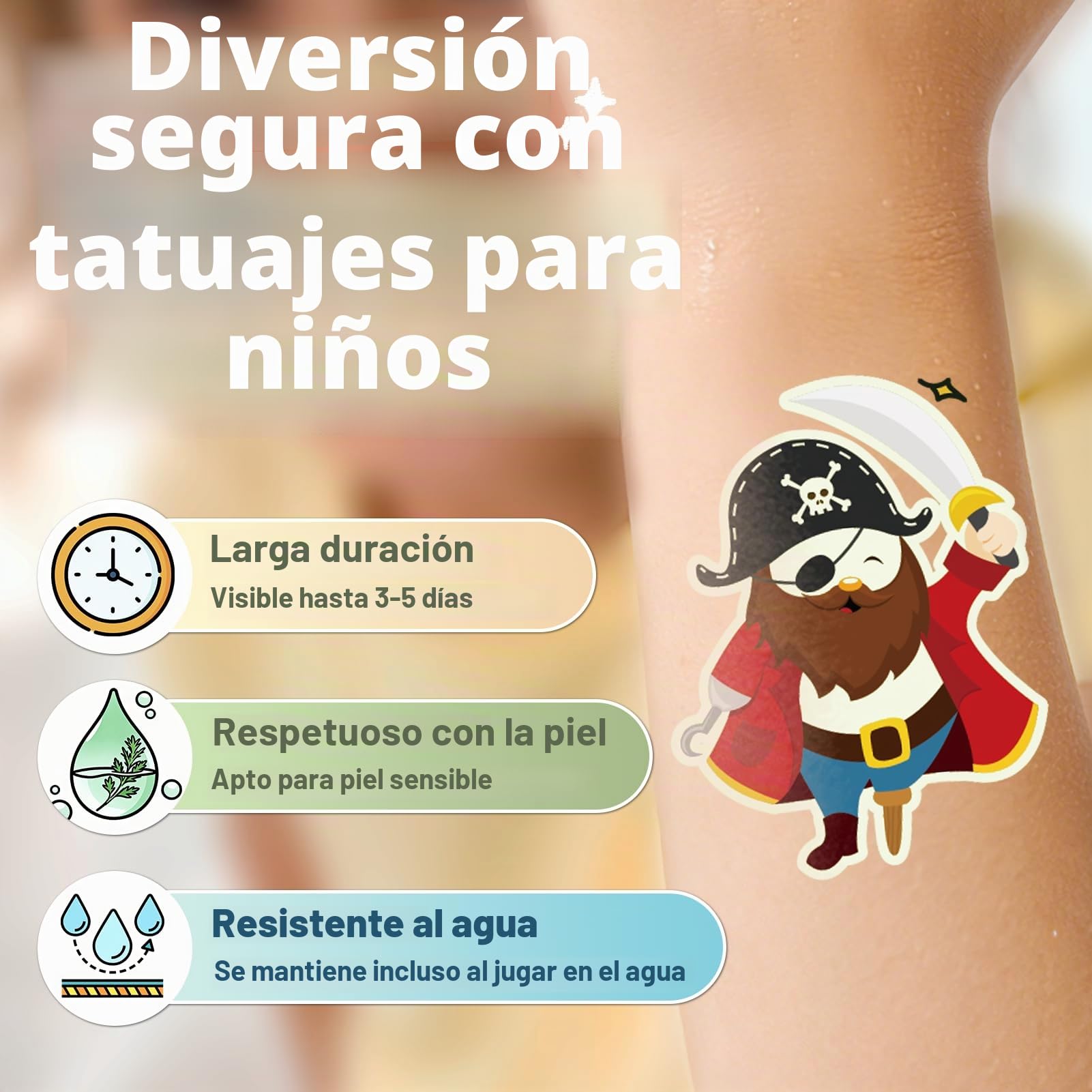 Tatuajes Temporales Luminosos De Pirata Para Niños – 38 Estilos En 2 Hojas Pre-Cortadas, Ideales Para Rellenar Piñatas, Cumpleaños Y Fiestas Temáticas, Fácil Aplicación Y Duración De 3-5 Días