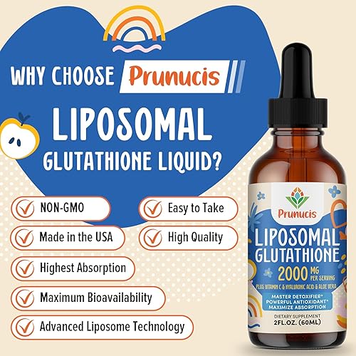 Miniatura 4 de Líquido de glutatión liposomal de 2000 MG, 98% de absorción, suplemento líquido de glutatión, forma activa L-glutatión, potente antioxidante sin OMG