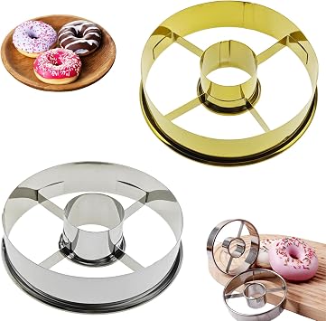 2 Pack Stainless Steel Doughnut Cutter 3.86Inch Doughnut Cutters Mousse Ring Cookie Chocolate Cake Mold Baking Tools