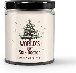 World's Best Skin Doctor Candle for Christmas Party - Gifts for Dermatologist Skin Specialist Employee Boss Manager Men & Women - 9oz Vanilla Scented Soy Wax - Holiday Keepsake
