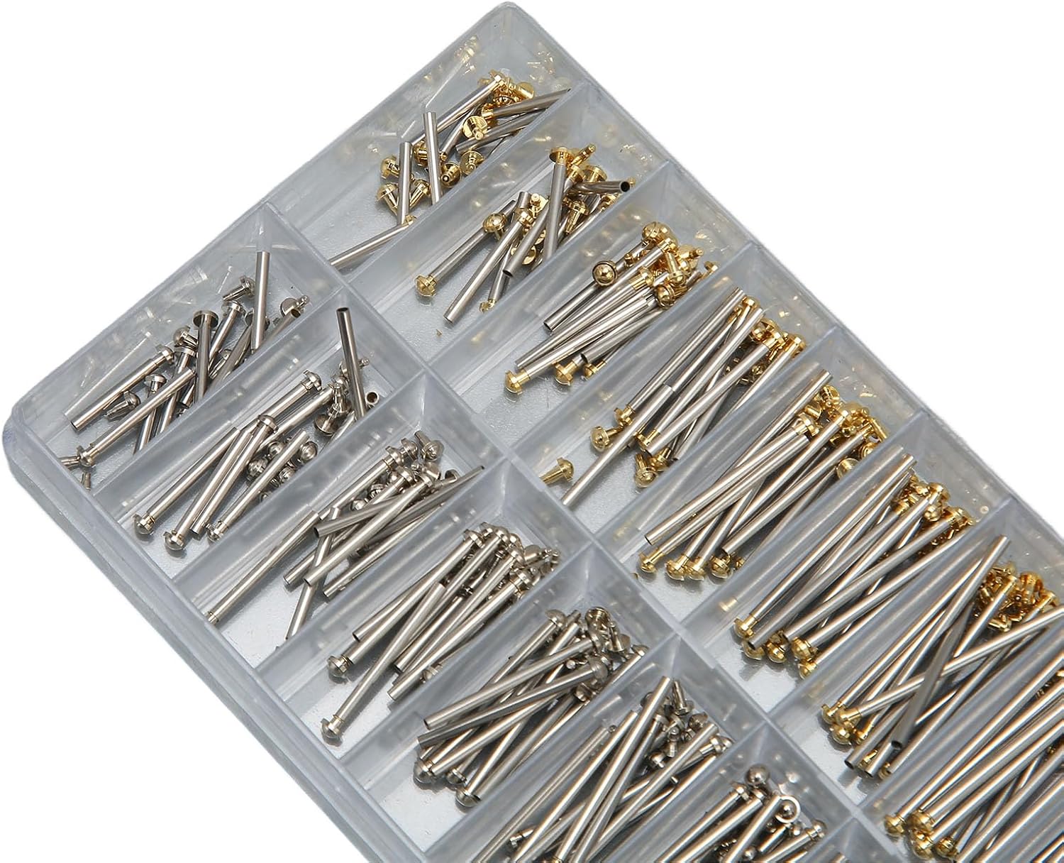 Watch Band Pins, 200 Pcs Stainless Steel Watch Strap Screw Tube Link Pin Connectors with Storage Box 1.3mm Width for Watch Repair and Replacement