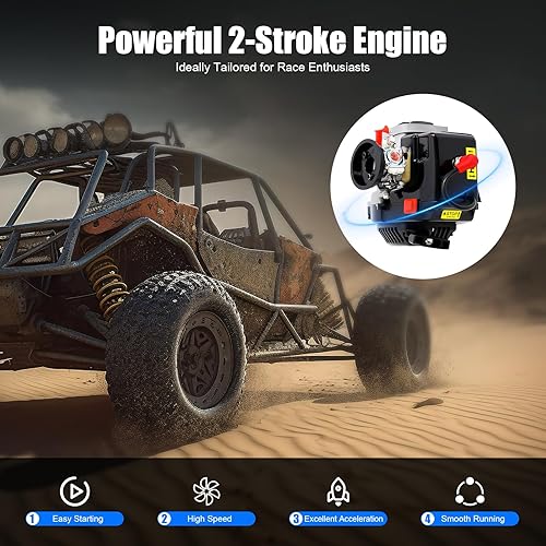 Miniatura 3 de Motor de gasolina Rovan de 4 pernos, 30.5CC 2 tiempos profesional pequeño Rovan motor motor de motor portátil, potente refrigerado por aire, apto