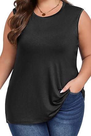 ForHailey Plus Size Tops for Women Sleeveless Summer Tank Top Loose Fit Casual Tunics Shirts 1XL - 5XL
