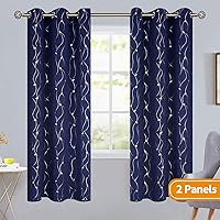Vista 309 de BGment Room Darkening Curtains 95 Inches Long, Grommet Thermal Insulated Blackout Curtains with Wave Line and Dots Printed for Bedroom, 2 Panels