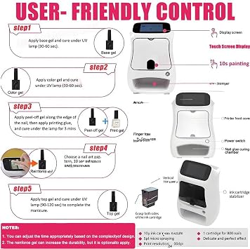 3D Nail Art Printer Machine,Smart 3D Nail Art Printer, Digital Nail Design Machine Printer+Over 800 Pictures of Nail, Wireless & Automatic Nail Art Machine,Support WiFi/DIY/USB