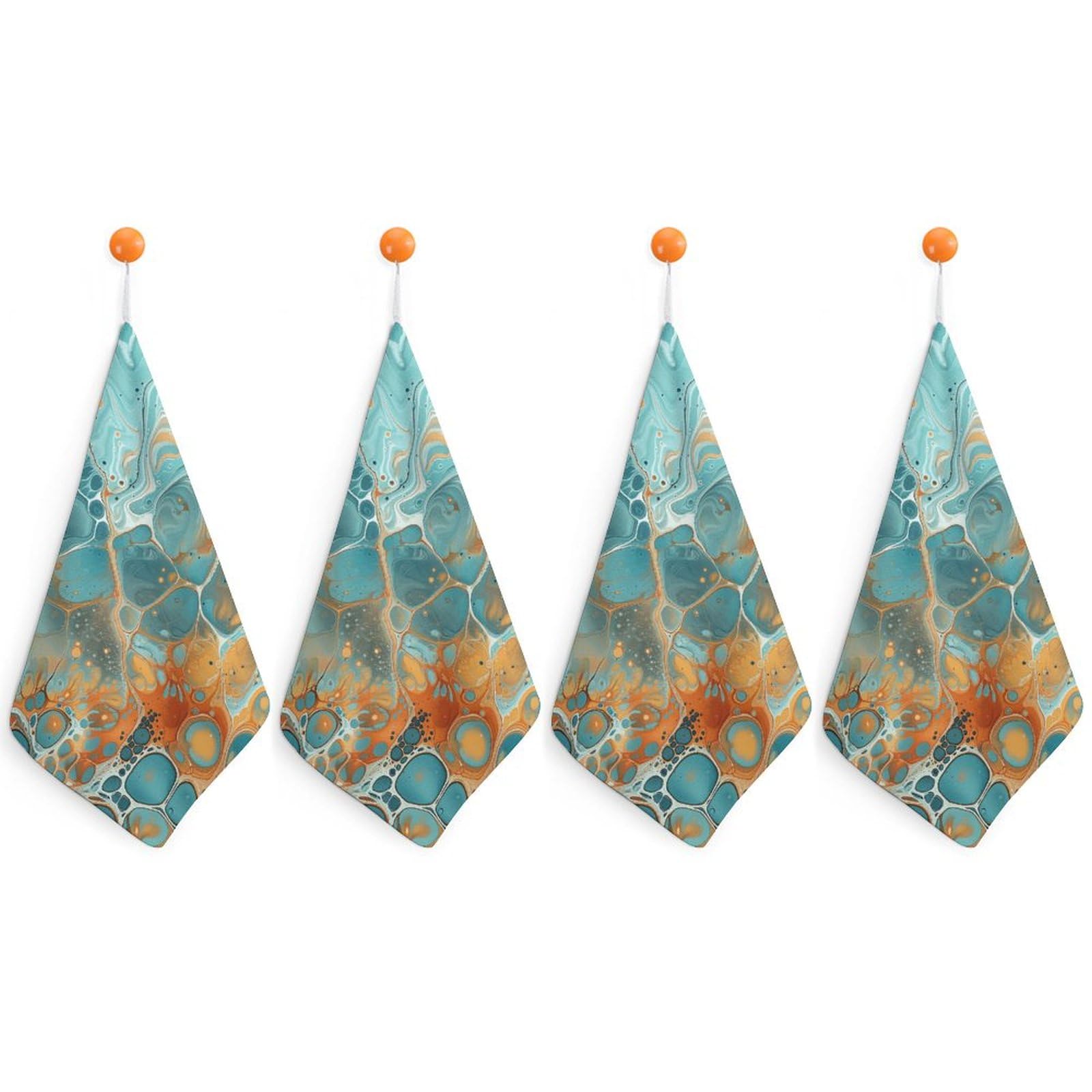 Essuie-mains ultra doux lot de 4 serviettes absorbantes orange turquoise