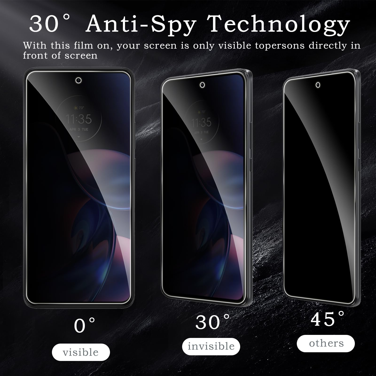 Pellicola protettiva per la privacy per Motorola Moto Edge 2022 5G, accessori in vetro temperato infrangibile, pellicola in vetro temperato anti spia, compatibile con custodie, ultra resistente,