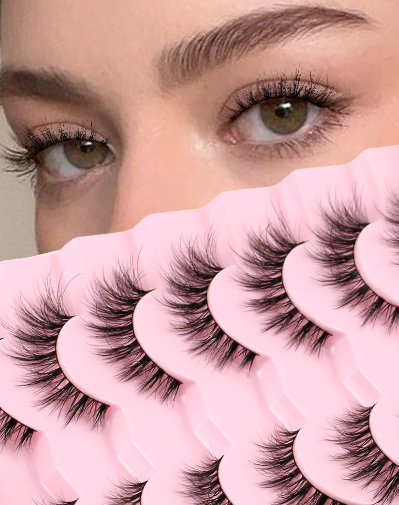 Wispy Lashes Cat Eye Lashes Short Lashes C Curl Fake Lashes Natural Eye Lashes Pack Jiocolor Eyelashes 7 Pairs D305