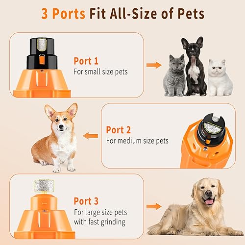 Miniatura 3 de Molinillo de uñas para mascotas de 6 velocidades, molinillo de uñas silencioso para perros con 2 luces LED, inalámbrico y recargable eléctrico de