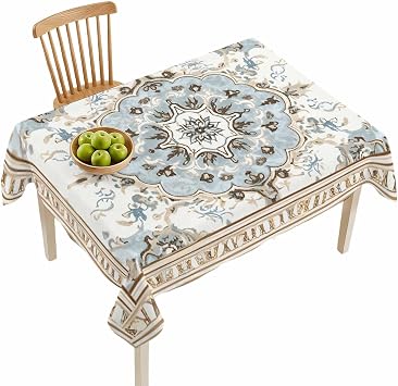 Rectangle Tablecloth, Abstract Watercolor Floral Pattern Waterproof Table Cloth 52x70 in Retro Bohemia Style Washable Spillproof Table Cover for Kitchen Dining Party Decor Outdoor Camping