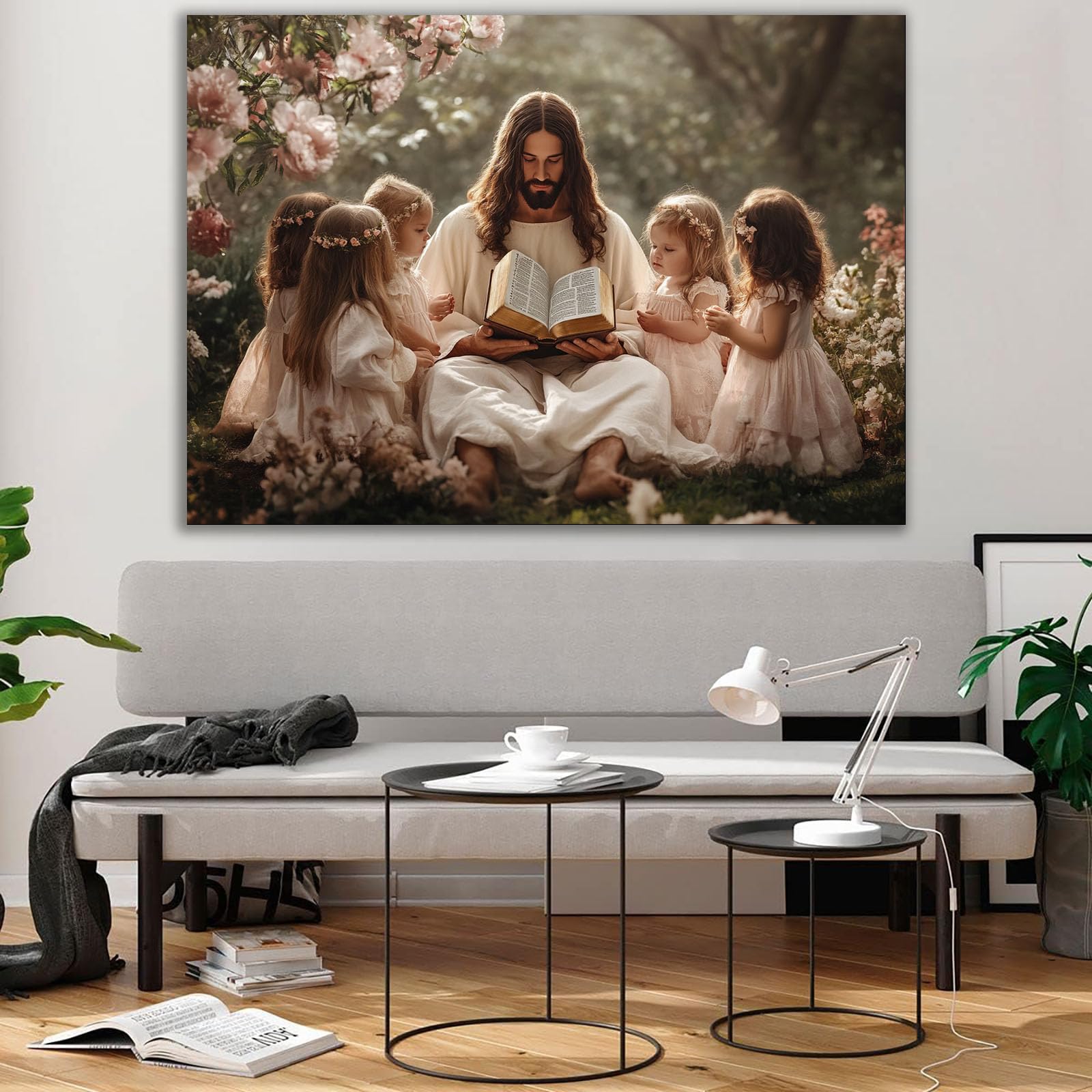 DMZPKZB Chrystus Malarstwo Dekoracja ścienna Religie, Dzieci i Biblia Chrystus Malarstwo Dekoracja ścienna Religia-60 x 90 cm oprawione (biały)