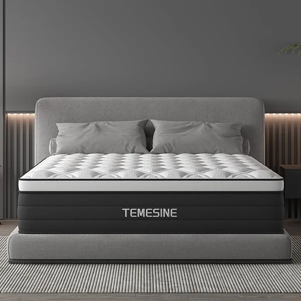 Twin Mattress, 14 Inch Hybrid Mattress in a Box with Individual Pocket Spring, Gel Memory Foam and Euro Top, Medium Firm Feel with Motion Isolation, Pressure Relief, Edge Support, Twin Size Black