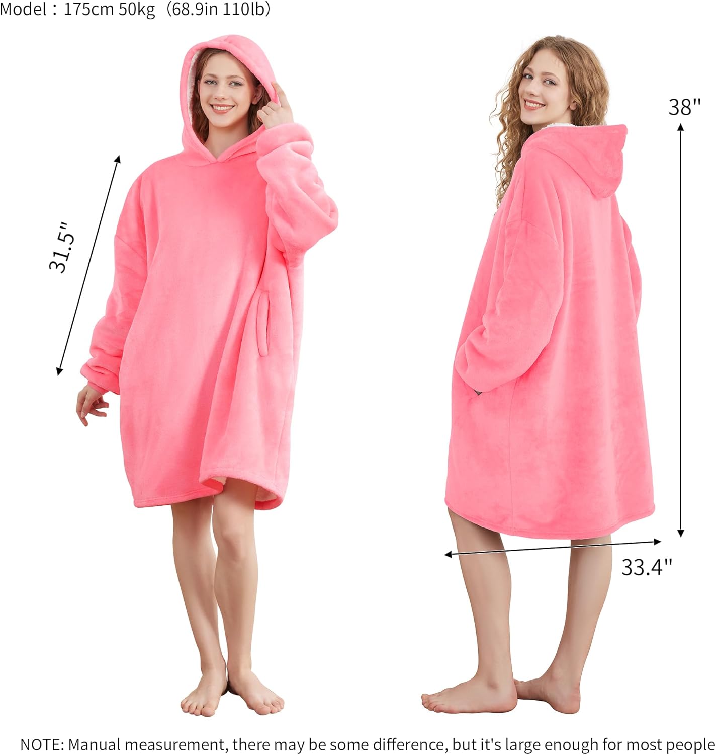 AmyHomie Wearable Blanket Hoodie for Adults & Teens,Oversized Sherpa Hooded Blanket,Warm Cozy Blanket Sweatshirt as Christmas Birthday Gifts for Women Men - Image 2