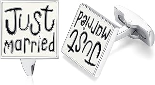 HONEY BEAR Herren Hochzeit Manschettenknöpfe Edelstahl Cufflink 1 Paar Just Married,MEHRWEG