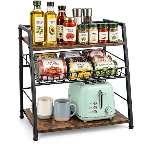 3 Tier Kitchen Countertop Shelf Organizer, Stable & Sturdy, Easy