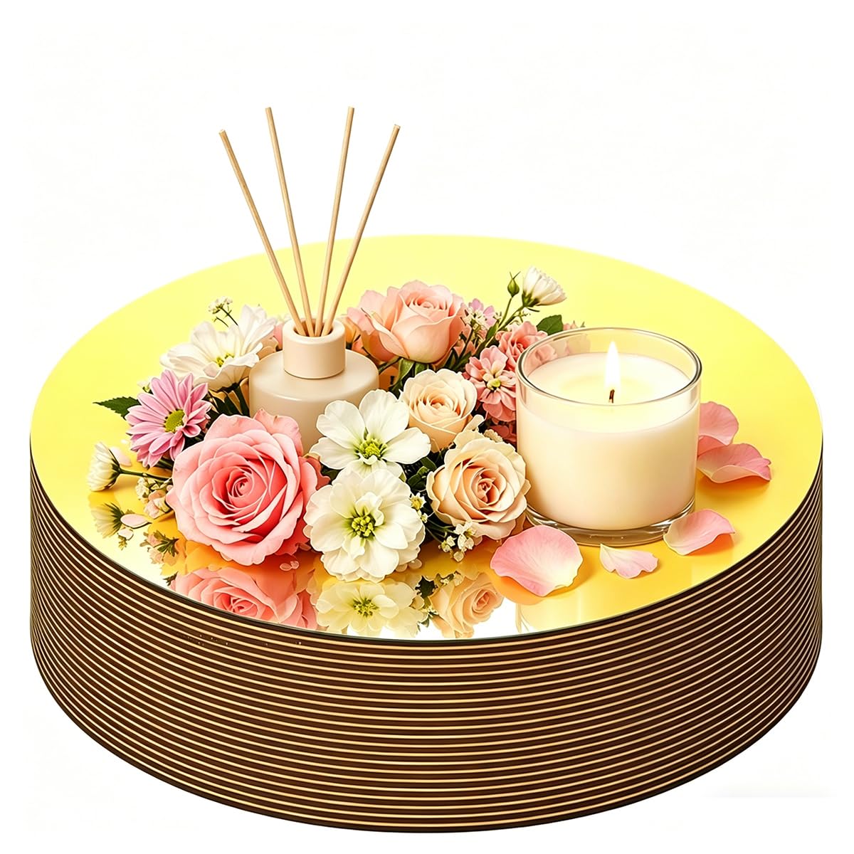 Centres de table ronds dorés assiettes décoratives de fête prénatale et plateaux de mariage