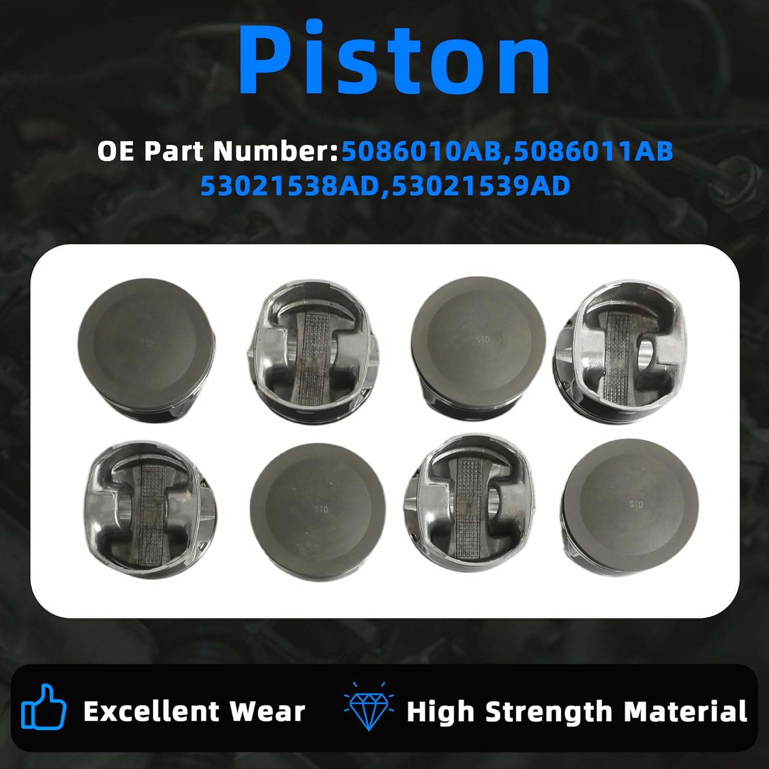 5.7 Engine Pistons & Full Gasket Set w/Bolts Fit for Chrysler 300 Aspen for Jeep Grand Commander Cherokee for Dodge Charger Durango Magnum Ram 1500 2500 3500 5.7L V8 2005-2008 HS54418A HS13153