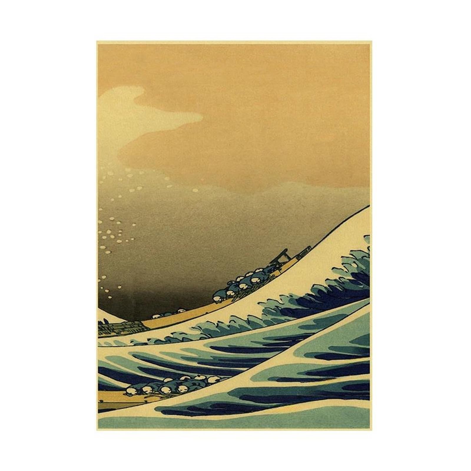 Affiche sans cadre impression artistique rétro ondulée sur toile C 40x60cm