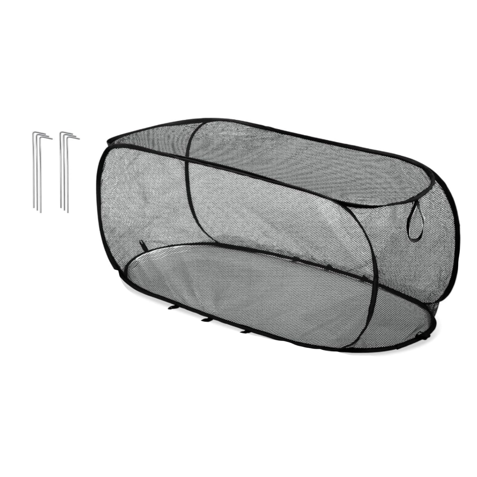 Ciobz 1Pcs Black Pop-Up Mesh Plant Cover, Foldable Fruit Cage Netting With Ground Nails, Plant Protection Tent For Strawberry Tomato, Anti-Bird Insect Netting For Garden (1Pcs Black)