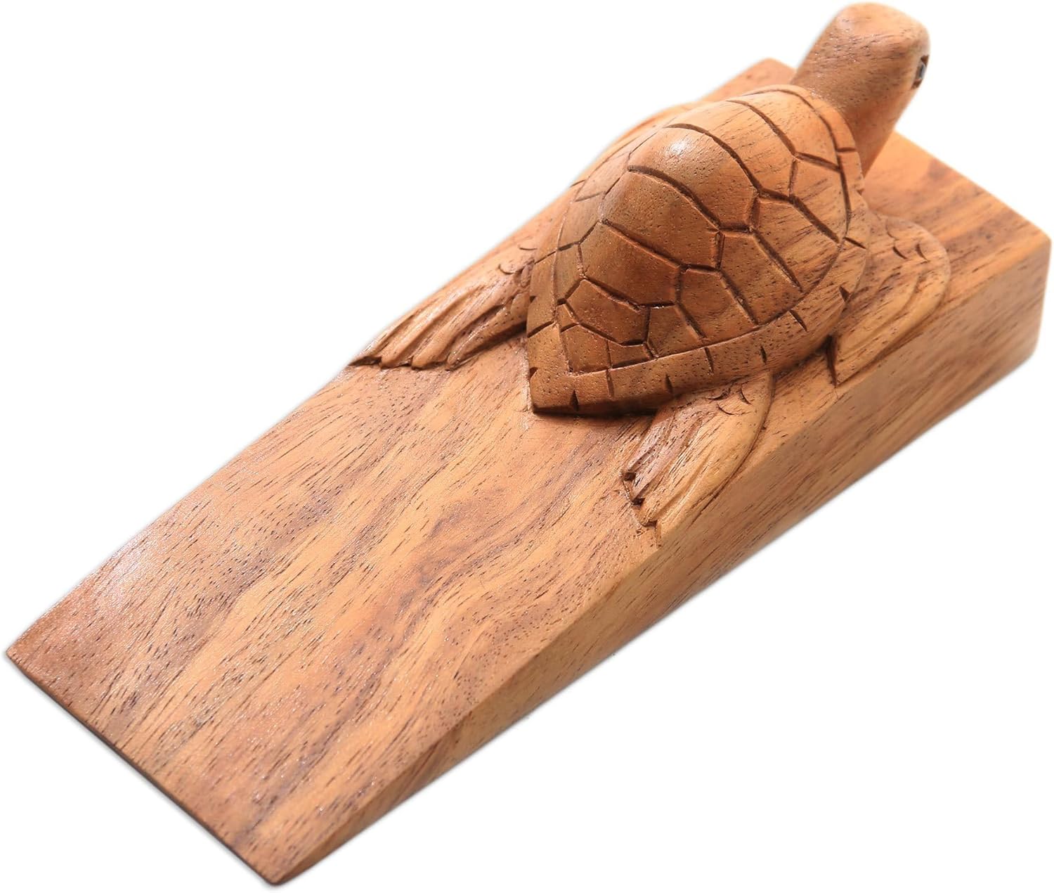 NOVICA Handmade Wood Baby Turtle Door Stopper, Brown, 'Baby Turtle'