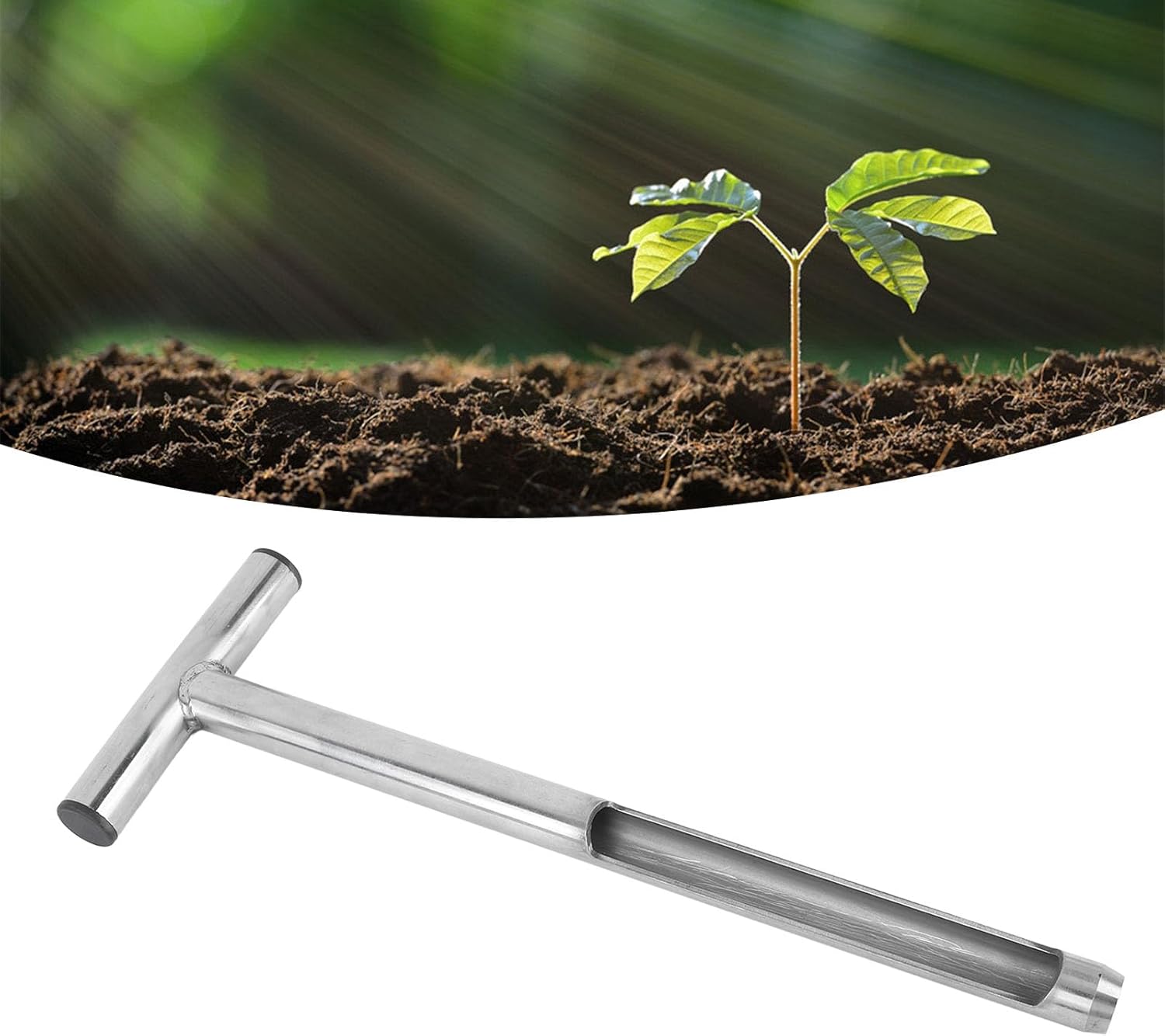 Soil Sample Probes, Soil Sampler with 2 Sampling Bags Stainless Steel T Handle Soil Probe for Soil Sampling Plant Care Lawn Garden Farm