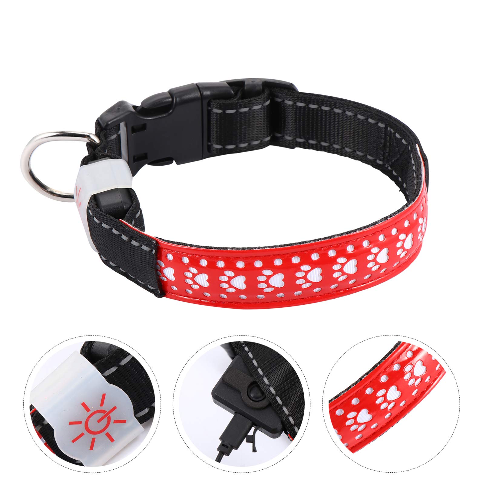 Didiseaon 3pièces Collier Lumineux pour Chien PU Et LED Clignotant Accessoire pour Animal pour Promenades Nocturnes