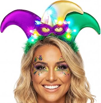 BARTOSI Light Up Headband LED Jester Headpiece Carnival Costume Hair Accessories for Women and Girls