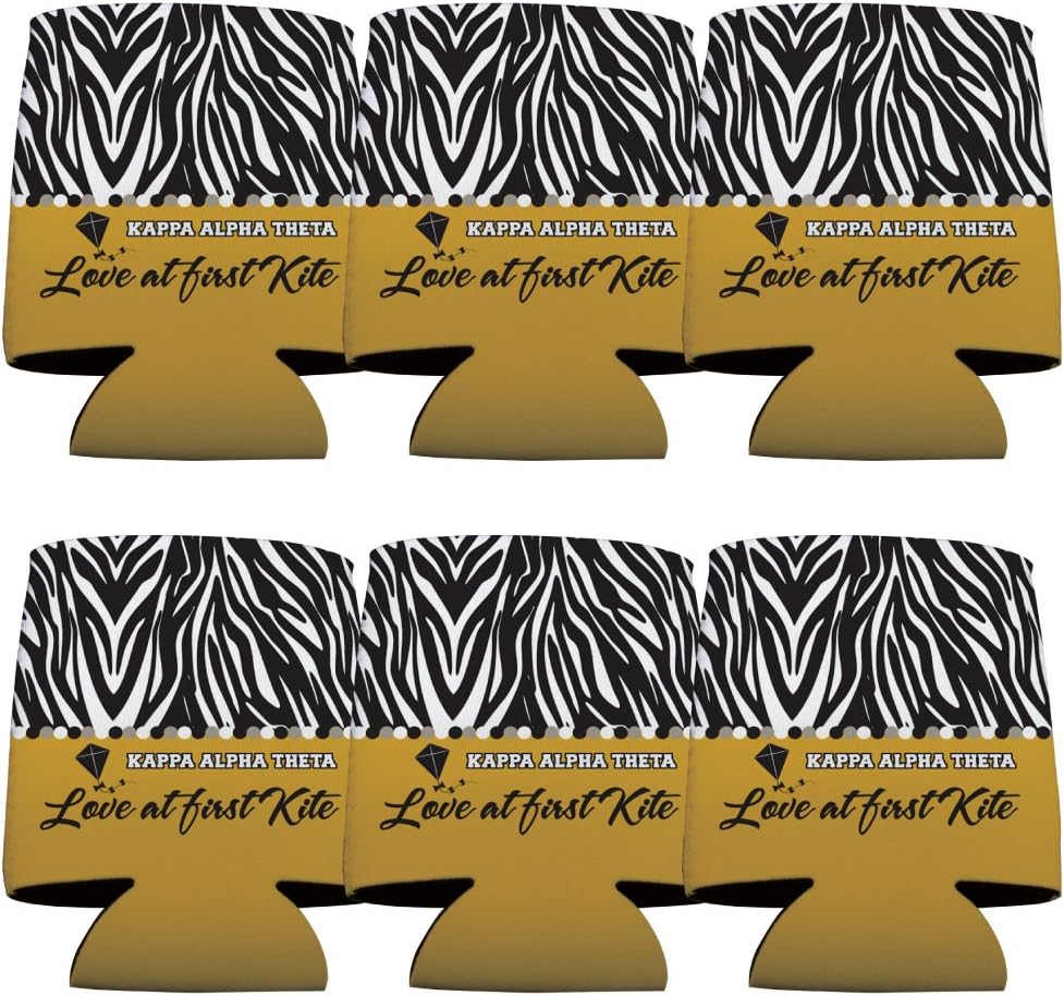 VictoryStore Can and Beverage Coolers - Kappa Alpha Theta, Zebra Print Design, Set of 6
