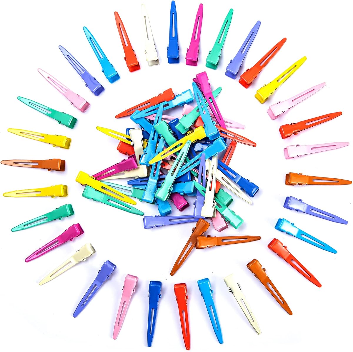 100 paquetes de pinzas para rizos de cocodrilo de colores variados, bandenger, pinzas de una sola punta de 1,8 pulgadas, accesorios para el cabello, para niñas y mujeres, peinado, coloración del cabello, colores aleatorios (colores surtidos)