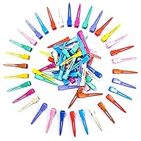 Vista 7 de Paquete de 100 pinzas plateadas para rizar cocodrilo, 1.8 pulgadas, accesorios para el cabello, para niñas y mujeres, peinado, coloración