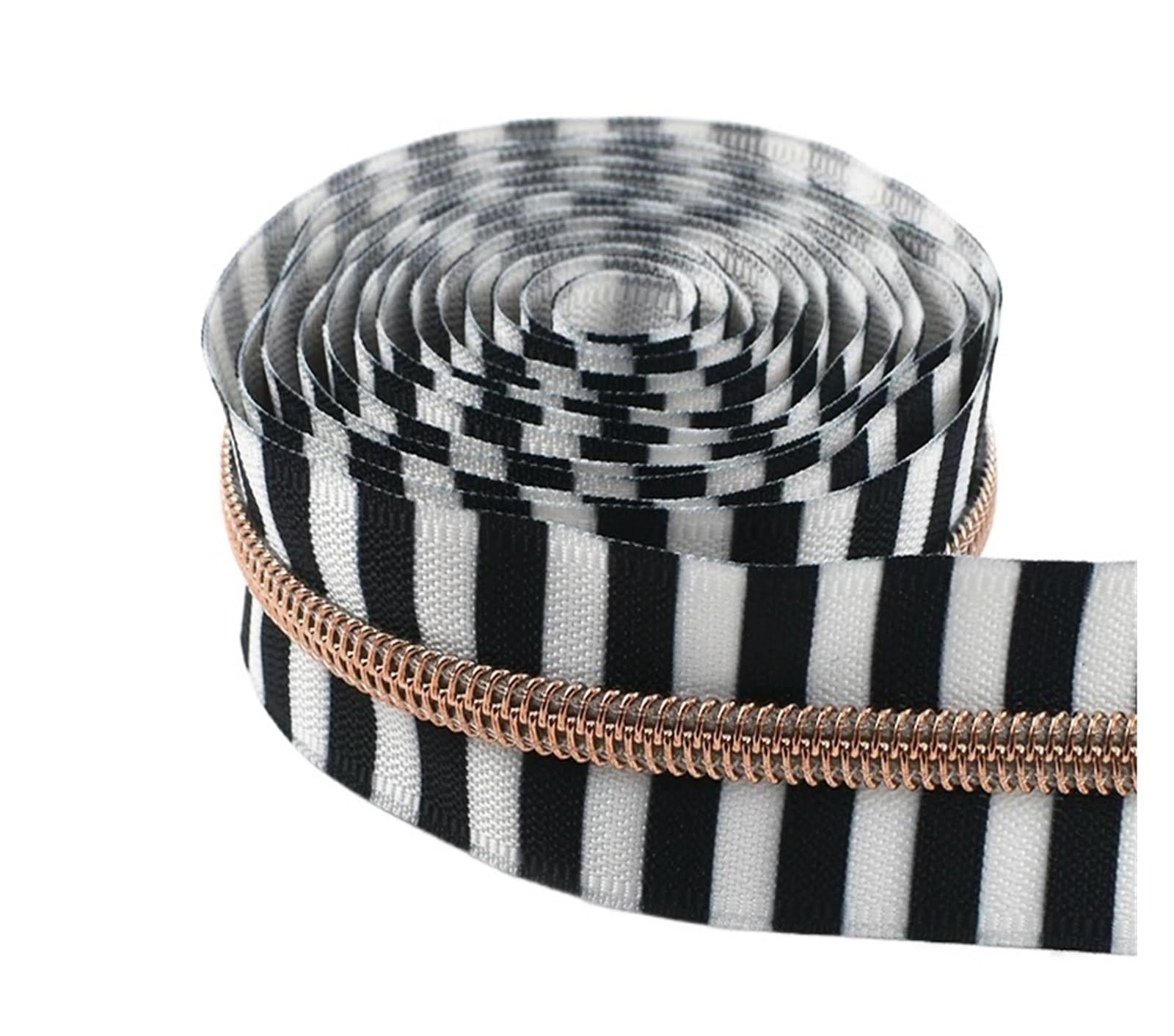 1pc 2/3/5M 5# Nylonowe Zamki Błyskawiczne Kurtka Plisa Dekoracje Zestaw Naprawczy DIY Akcesoria Do Szycia(StripeRoseGold,5MZip)