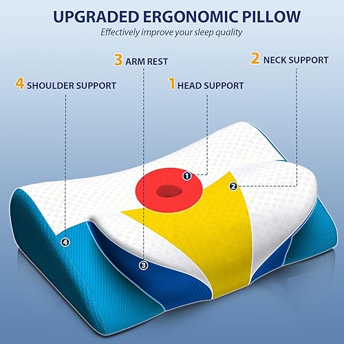 Miniatura 3 de Almohada cervical para cuello y hombro, almohadas ajustables para dormir de lado para adultos, almohada ergonómica de apoyo para el cuello,