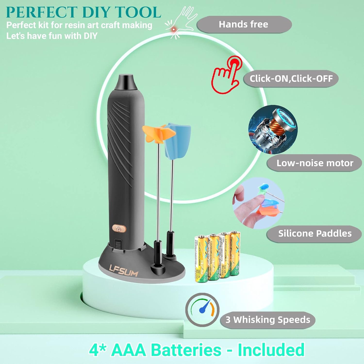 Resin Mixer, Handheld Battery Epoxy Mixer for Minimizing Bubbles, Epoxy Resin Mixer, Resin Stirrer for Resin, Silicone Mixing, DIY Crafts Tumbler