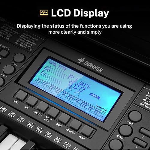 Miniatura 8 de Donner Piano de teclado teclado de piano de 61 teclas para principiantesprofesionales piano eléctrico con soporte de piano taburete micrófono y