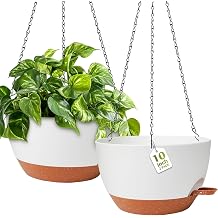GARDIFE Hanging Planters for Indoor Outdoor Plants, 2 Pack 10 inch Self Watering Hanging Pot with Drainage Holes & Removable Tray