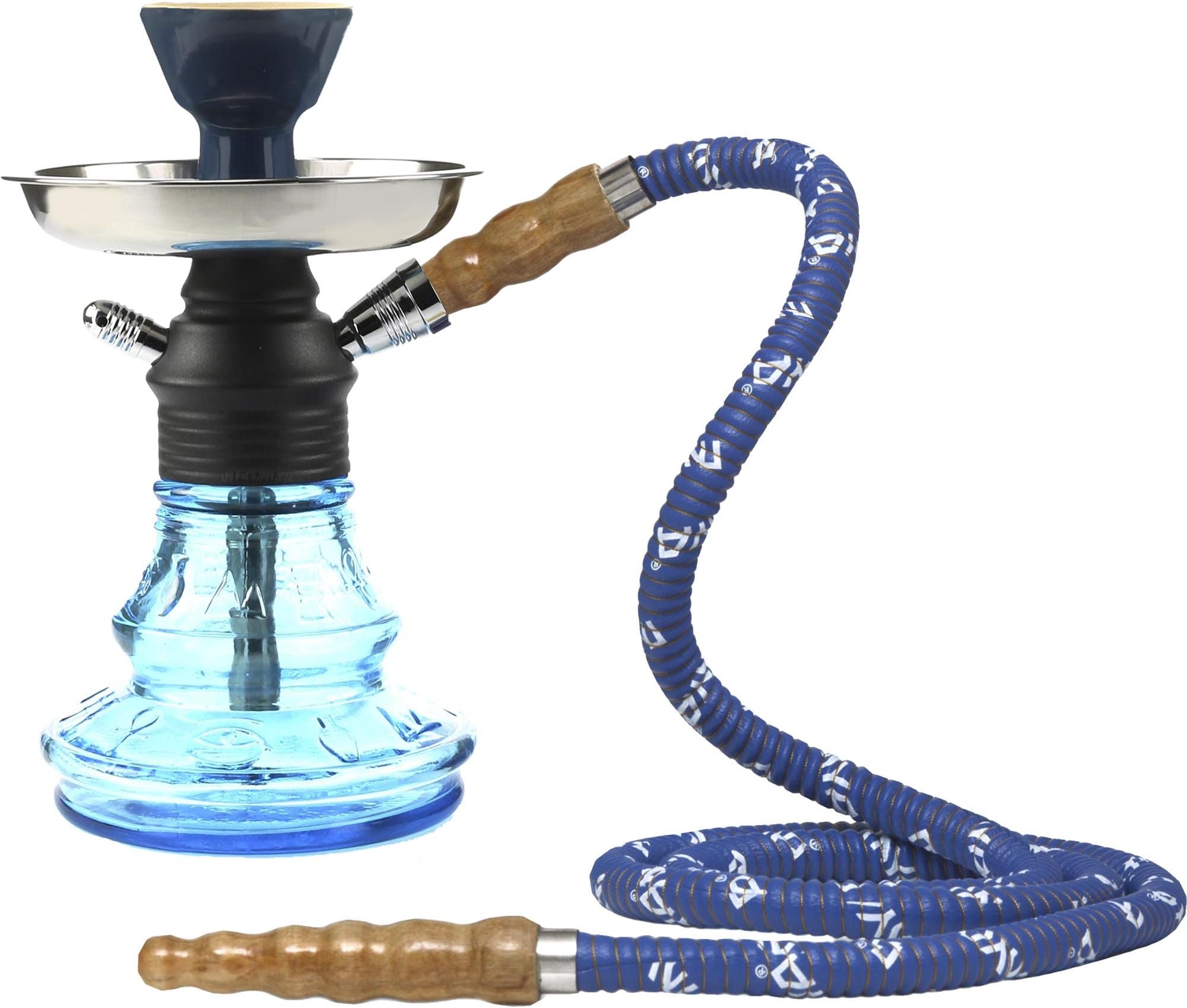MYA Hookah Bijou – Small Hookah Set – MYA Hookah set with everything – Tiny Hookah – Portable small hookah kit – Travel Hookah with everything – Little hookah pipe – Personal Hookah set – Small Classic Hookah Set – Original Mya Hookah – 8” Inch tiny Hookah – Car hookah set – travel hookah kit (Bijou Light Blue)