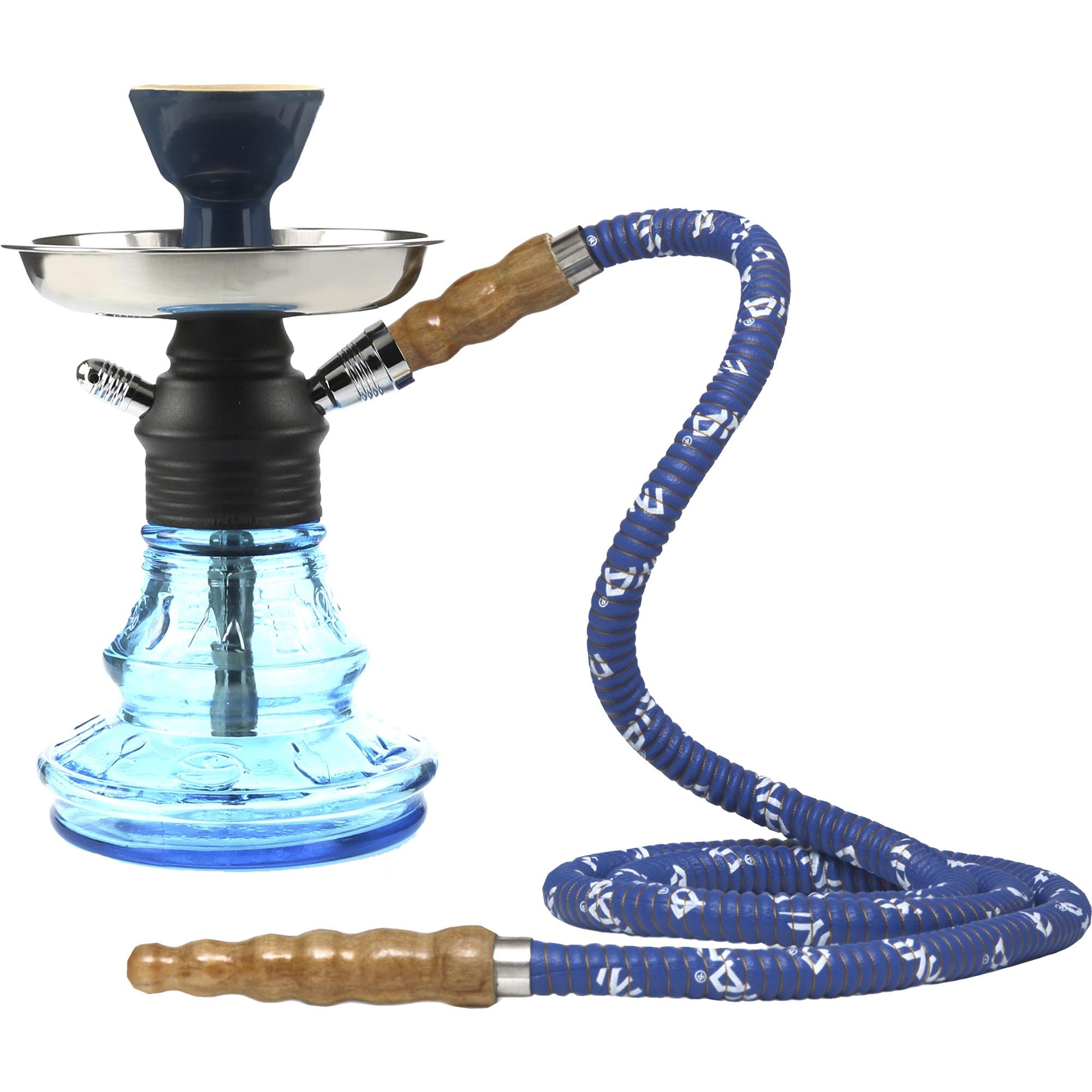MYA Hookah Bijou – Small Hookah Set – MYA Hookah set with everything – Tiny Hookah – Portable small hookah kit – Travel Hookah with everything – Little hookah pipe – Personal Hookah set – Small Classic Hookah Set – Original Mya Hookah – 8” Inch tiny Hookah – Car hookah set – travel hookah kit (Bijou Light Blue)