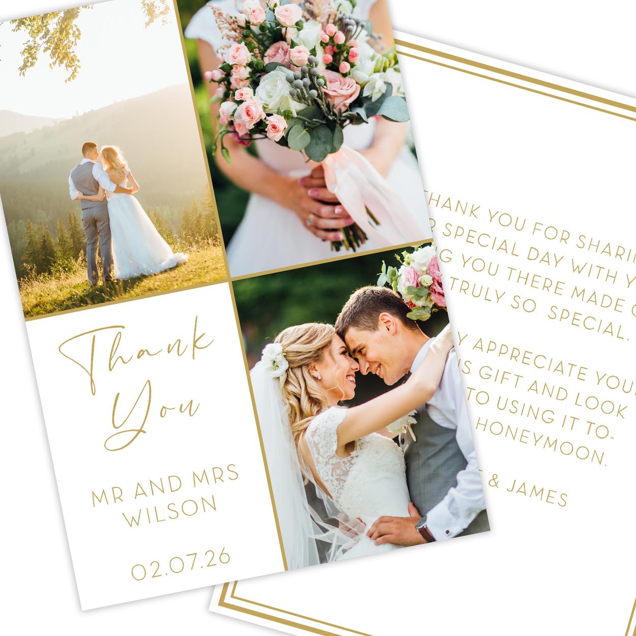 Paper Themes Personalised Photo Upload Wedding Thank You Cards (Collage 36PK) โ image 1