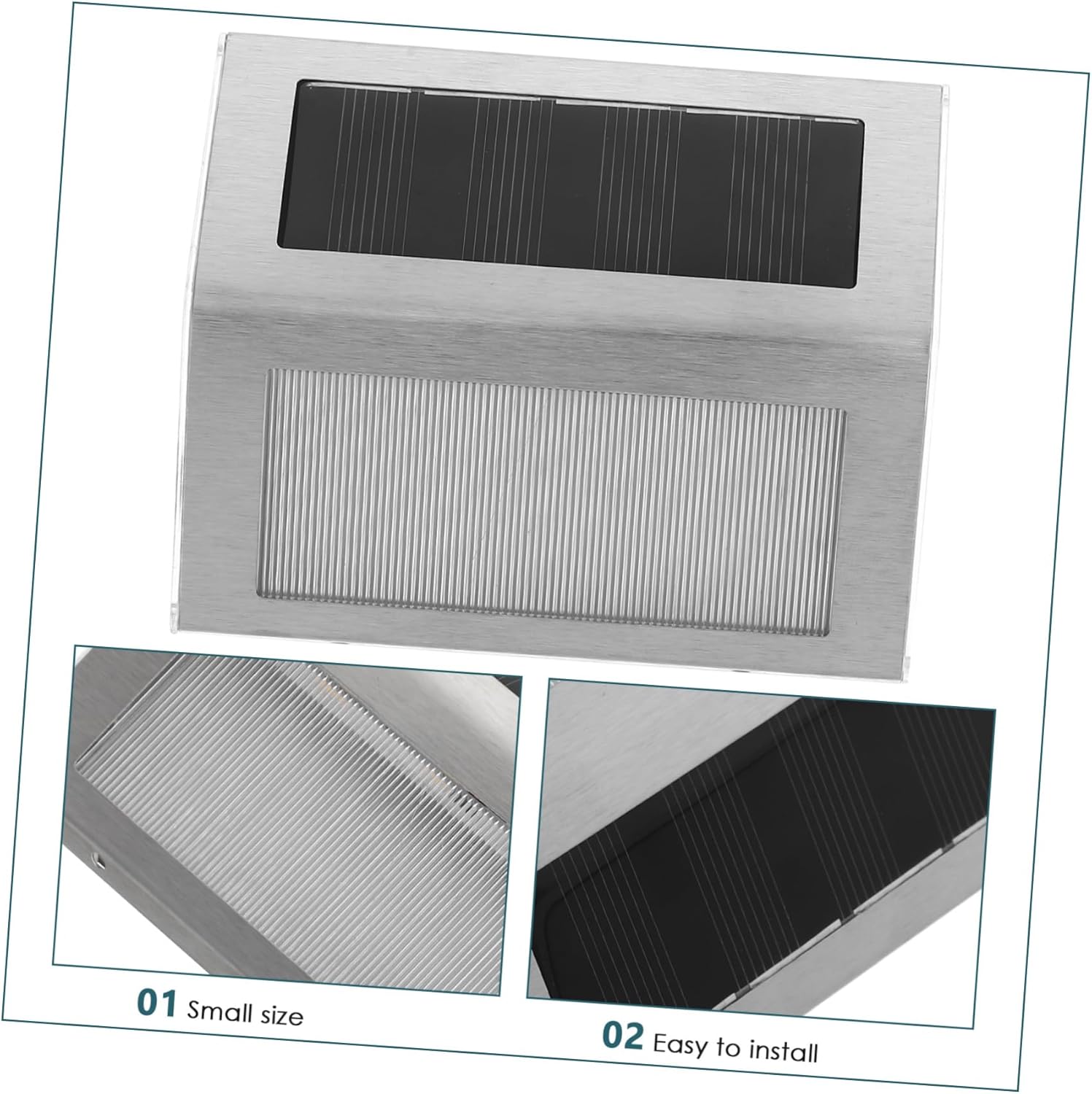 DOITOOL Lar Step Lights for Outside 4 Pack Stainless Steel Solar Stair Light Led Step Lights Solar Wall Lamp Outdoor Wall Lamp