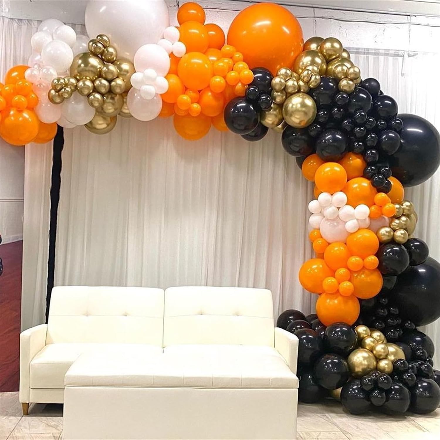 Zestaw girlandy z łukiem balonowym, pomarańczowe, czarno-białe, srebrne, konfetti, lateksowe balony dla dzieci, chłopców, baby shower, urodziny, ukończenie szkoły, Dzień Ojca, Halloween, dekoracja na