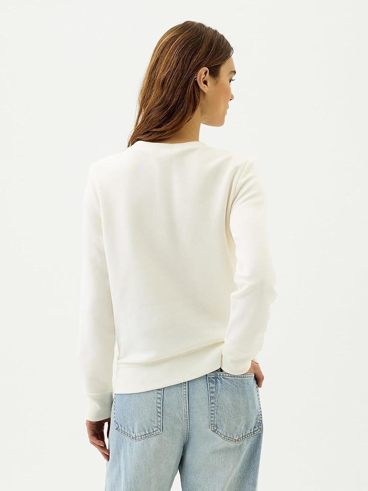 GAP womens Pull-On Logo Crew Sweatshirt New Off White M at Amazon