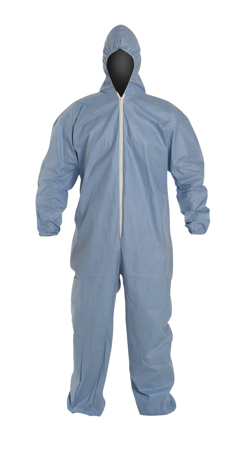 DuPont ProShield 6 Secondary Flame Resistant Coverall with Attached Hood, Elastic Wrists and Ankles, Blue, 4X-Large, 25-Pack