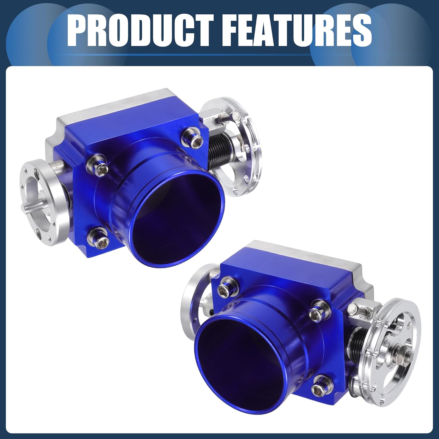 Throttle Body Assembly, 70mm Car Throttle Body Actuator Aluminum Alloy Silver Tone Blue, 1 Pcs