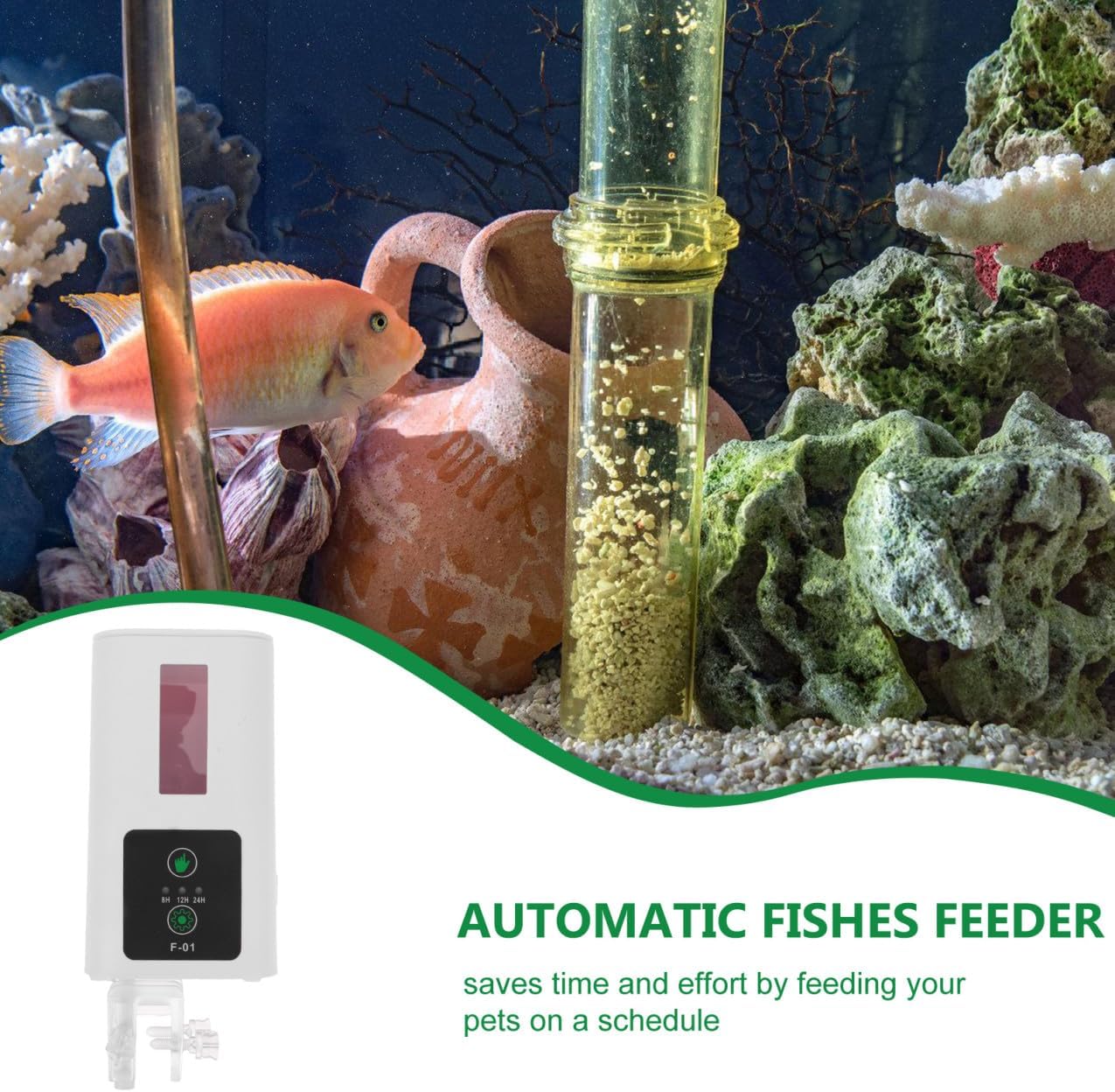 Automatic Aquarium Turtle Feeder with Intelligent Timer Fish Food Dispenser for Fish Tank Feeding, Electric Feeding Tool for Aquatic Pets and Turtles