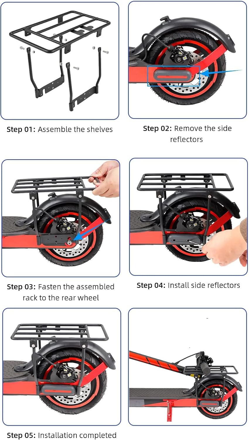 Rear Shelf Compatible with Xiaomi M365 1S Pro Pro2 MI3 Lite Electric Scooter, Cargo Rack Accessories Thickened Steel Parts Designed for Heavy Loads